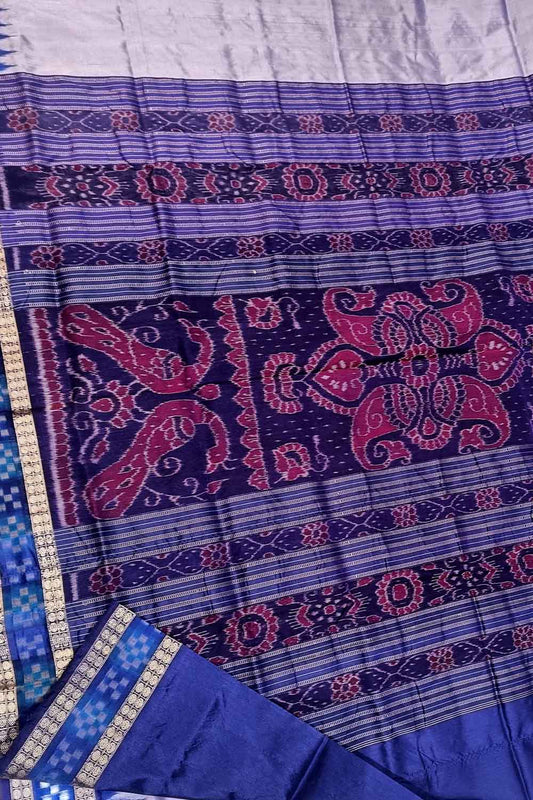 Elegant Purple Sambalpuri Ikat Handloom Silk Saree - Luxurion World