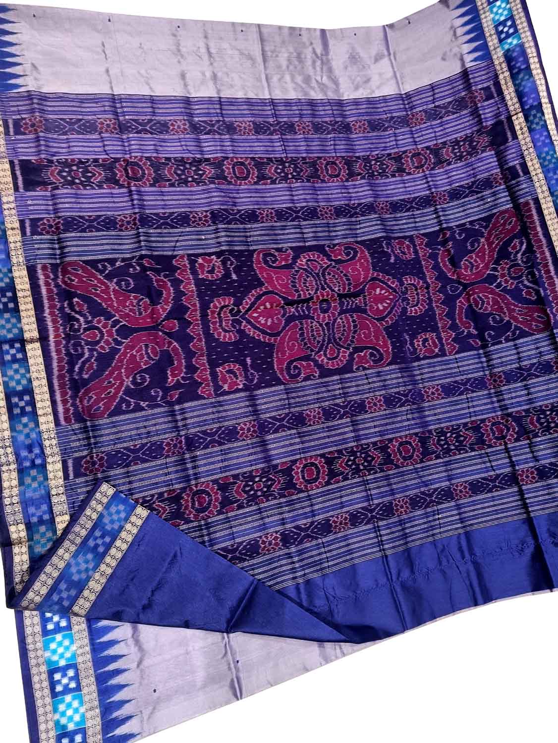 Elegant Purple Sambalpuri Ikat Handloom Silk Saree - Luxurion World