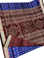 Exquisite Blue Sambalpuri Ikat Handloom Pure Silk Saree: Timeless Elegance - Luxurion World