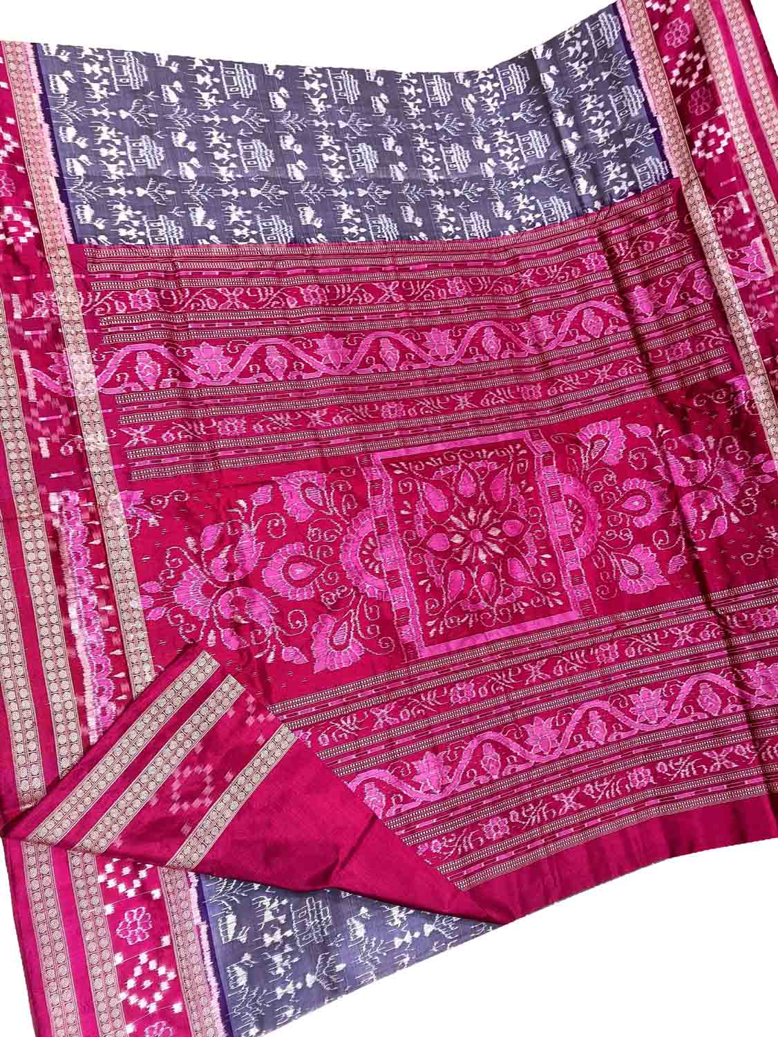 Elegant Purple Silk Saree: Handloom Ikat Design - Luxurion World