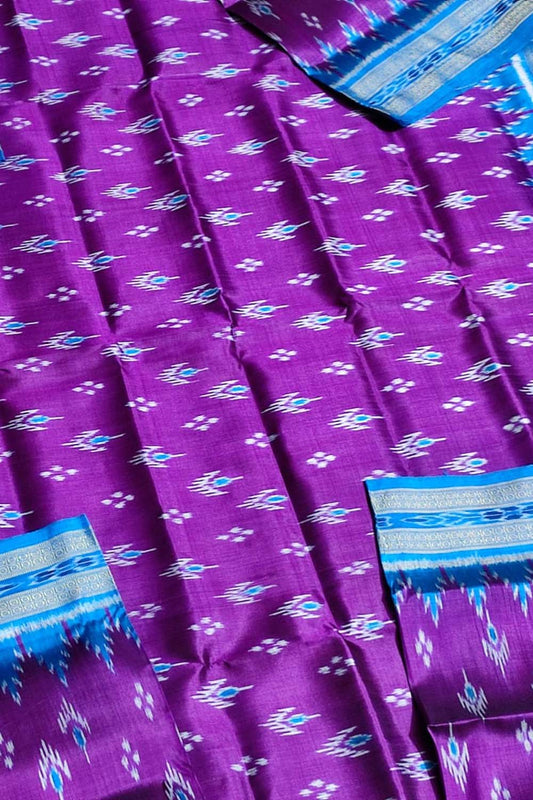 Elegant Purple Silk Saree: Handloom Ikat Design
