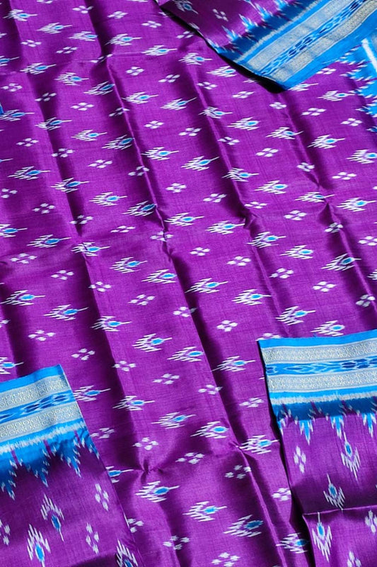 Elegant Purple Silk Saree: Handloom Ikat Design - Luxurion World