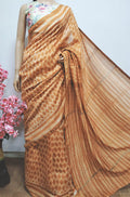 Orange Shibori Chanderi Silk Saree - Luxurion World
