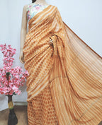 Orange Shibori Chanderi Silk Saree - Luxurion World