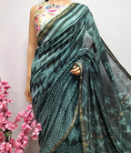 Green Shibori Chanderi Silk Saree - Luxurion World
