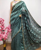 Green Shibori Chanderi Silk Saree - Luxurion World