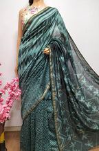 Green Shibori Chanderi Silk Saree - Luxurion World