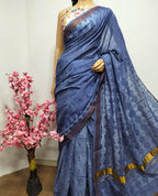 Blue Shibori Pure Cotton Saree - Luxurion World