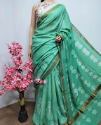Green Shibori Pure Cotton Saree - Luxurion World