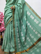 Green Shibori Pure Cotton Saree - Luxurion World