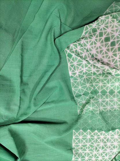 Green Shibori Pure Cotton Saree