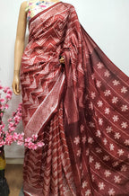 Brown Shibori Mulberry Silk Saree - Luxurion World
