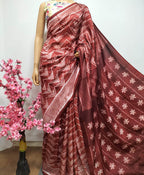 Brown Shibori Mulberry Silk Saree - Luxurion World