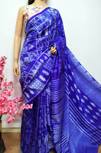 Blue Shibori Mulberry Silk Saree - Luxurion World