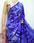 Blue Shibori Mulberry Silk Saree - Luxurion World