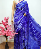 Blue Shibori Mulberry Silk Saree - Luxurion World
