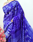 Blue Shibori Mulberry Silk Saree - Luxurion World