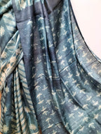 Green Shibori Tussar Silk Saree - Luxurion World