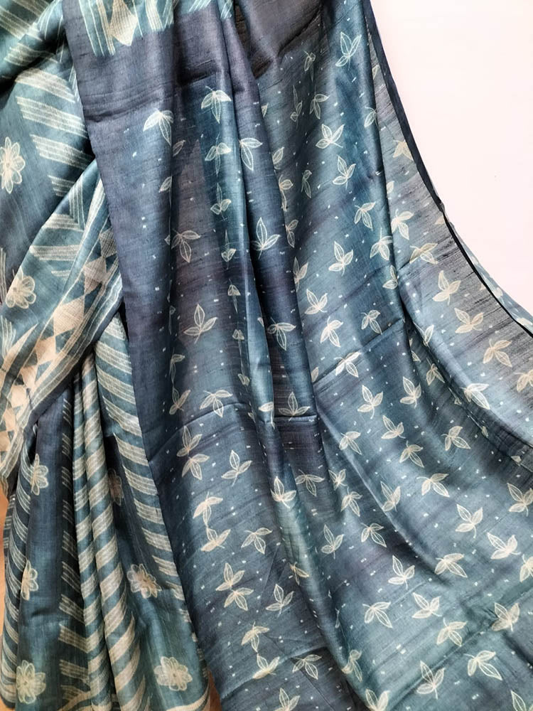 Green Shibori Tussar Silk Saree - Luxurion World