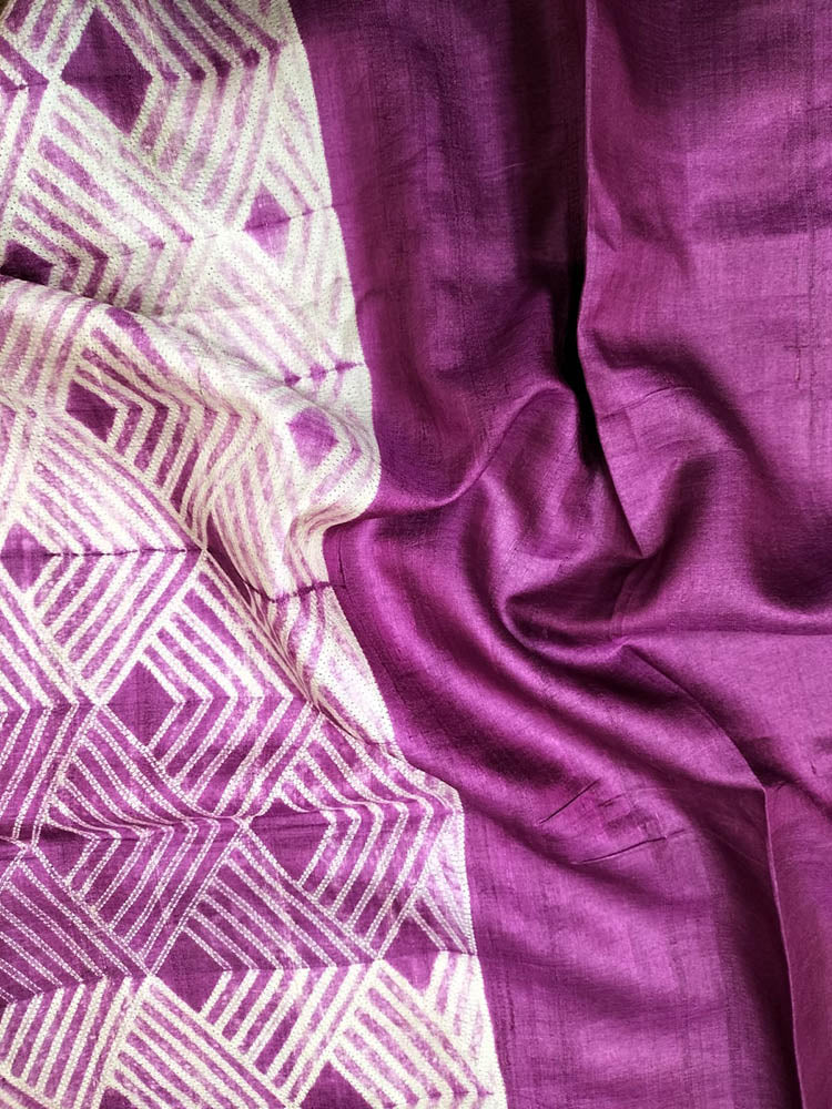Pink Shibori Tussar Silk Saree - Luxurion World
