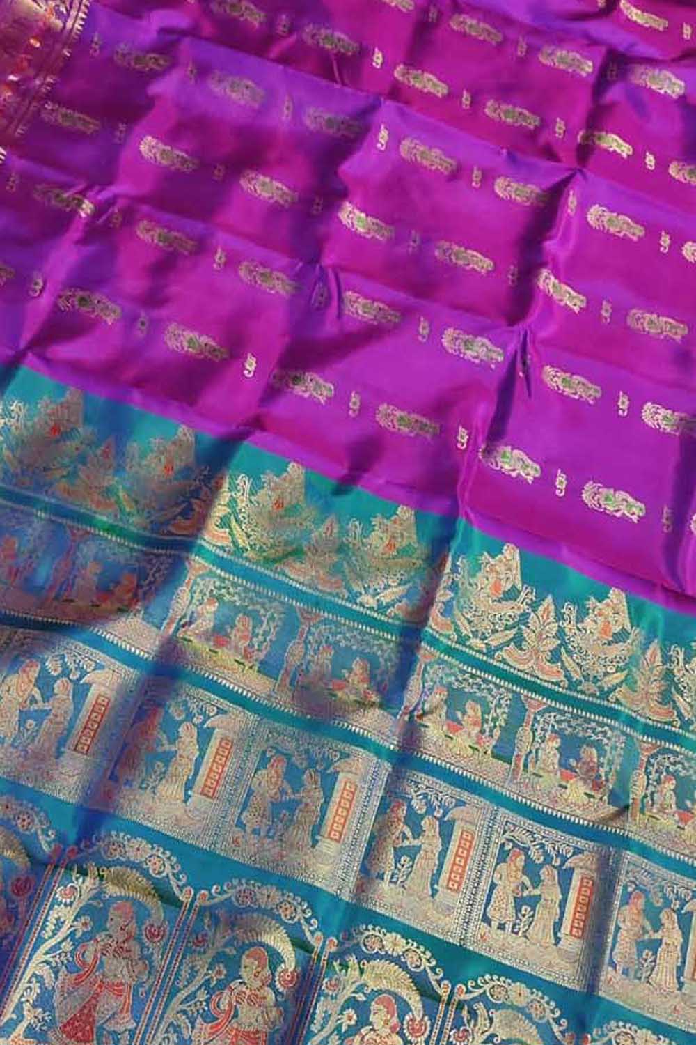 Exquisite Purple Swarnachari Handloom Meenakari Silk Saree - Luxurion World