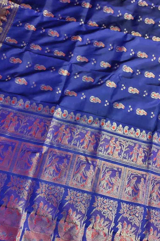 Exquisite Blue Swarnachari Handloom Meenakari Silk Saree - Luxurion World