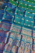 Exquisite Green Swarnachari Handloom Meenakari Silk Saree - Luxurion World