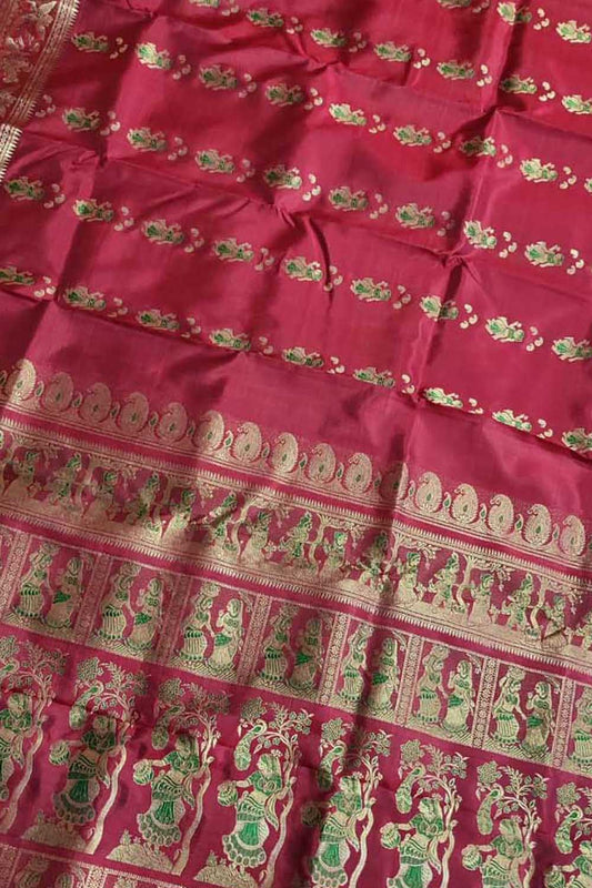 Exquisite Red Swarnachari Handloom Meenakari Silk Saree - Luxurion World
