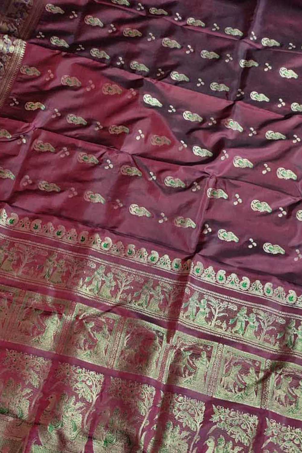 Exquisite Maroon Swarnachari Handloom Meenakari Silk Saree - Luxurion World