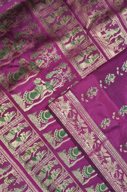 Purple Handloom Swarnachari Silk Saree - Luxurion World
