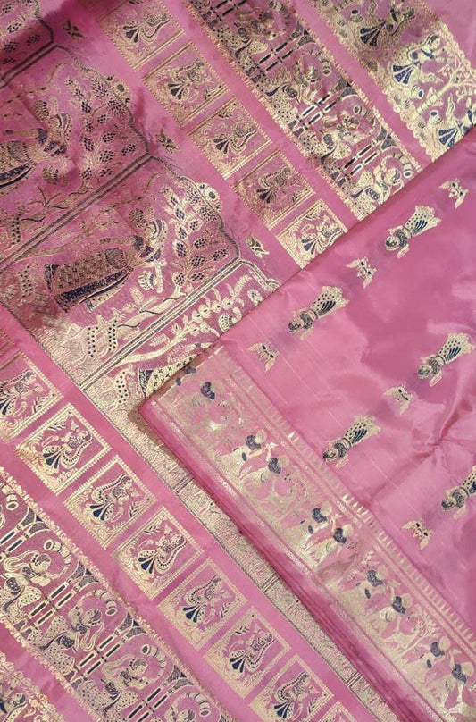 Pink Handloom Swarnachari Silk Saree - Luxurion World