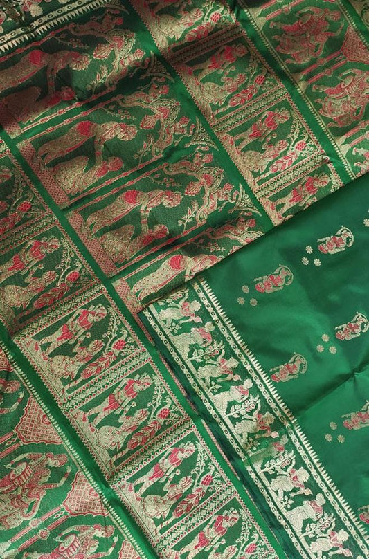 Green Handloom Swarnachari Silk Saree - Luxurion World