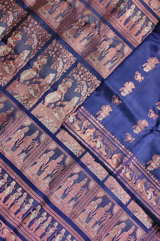 Blue Swarnachari Handloom Pure Silk Saree - Luxurion World
