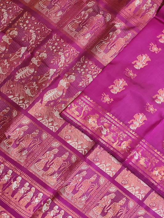 Pink Baluchari Handloom Pure Silk Saree - Luxurion World