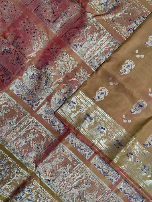 Pastel Baluchari Handloom Pure Silk Saree - Luxurion World