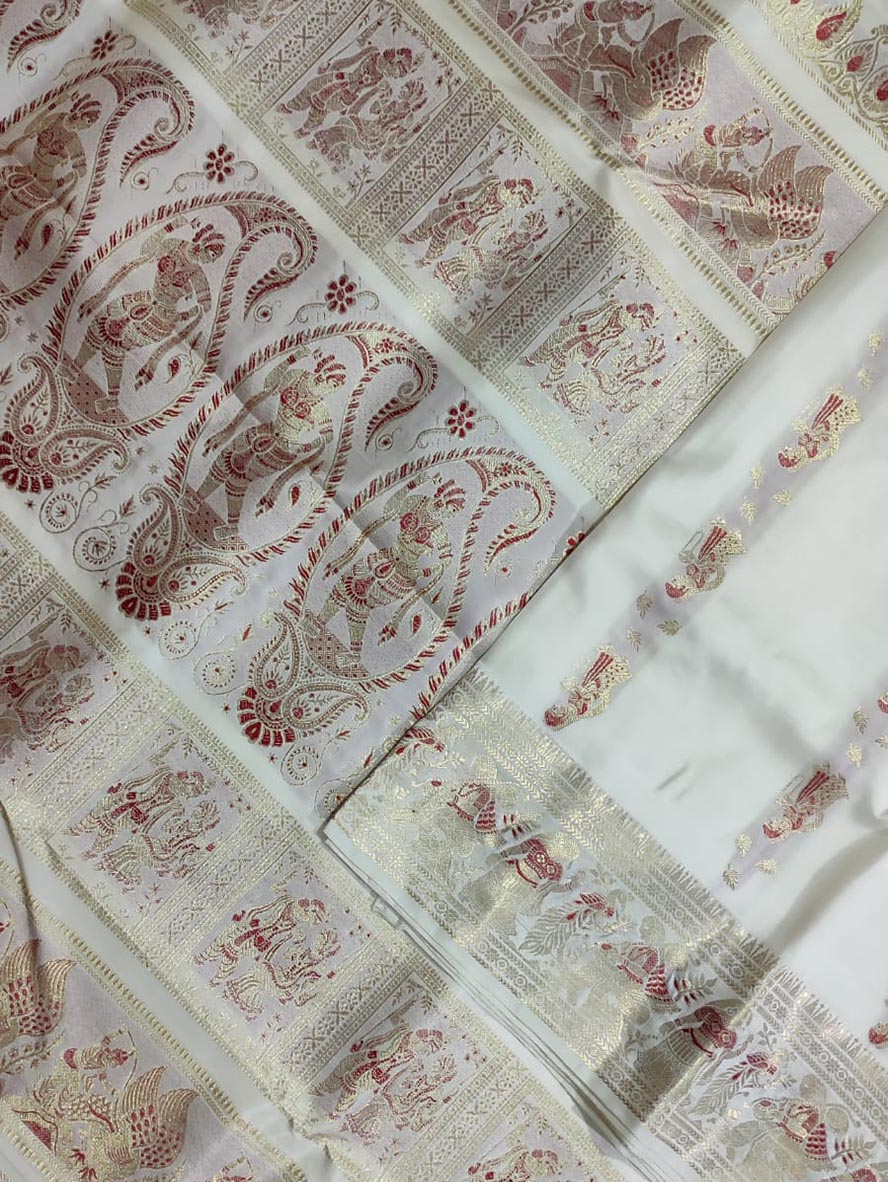 Pastel Baluchari Handloom Pure Silk Saree - Luxurion World