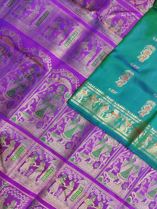 Purple Baluchari Handloom Pure Silk Saree