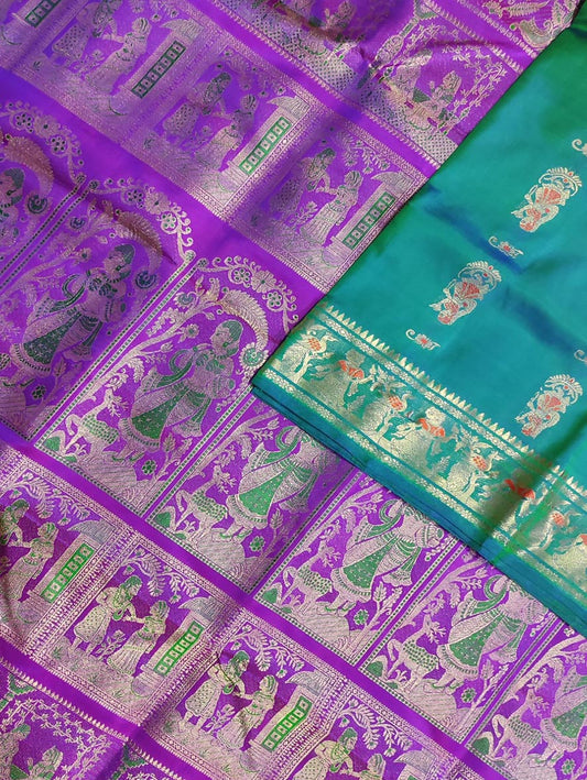 Purple Baluchari Handloom Pure Silk Saree - Luxurion World