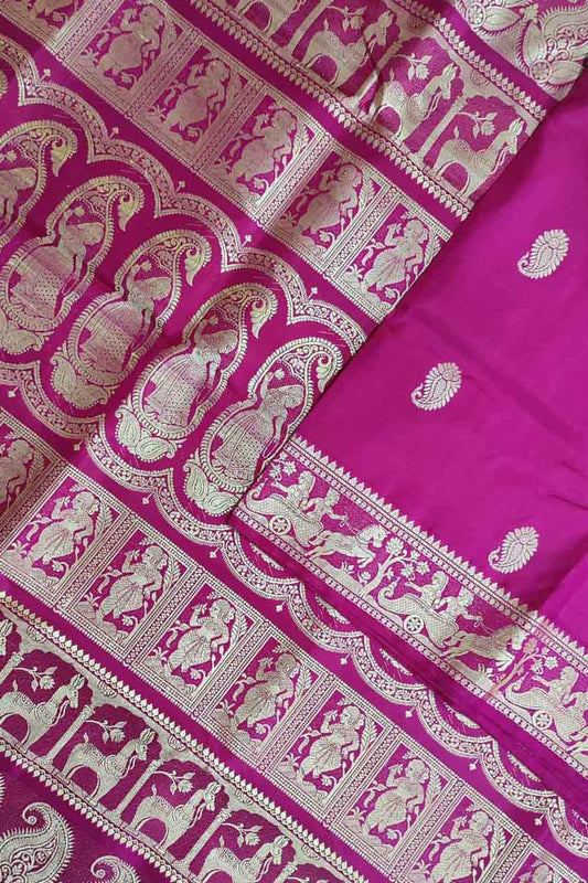 Pink Baluchari Handloom Pure Silk Saree - Luxurion World
