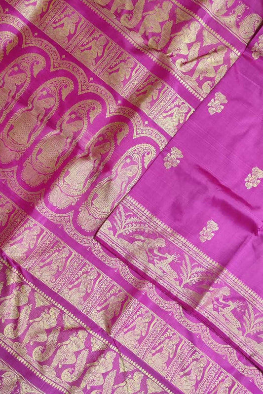 Pink Baluchari Handloom Pure Silk Saree - Luxurion World