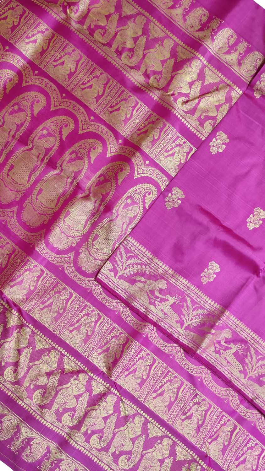 Pink Baluchari Handloom Pure Silk Saree - Luxurion World