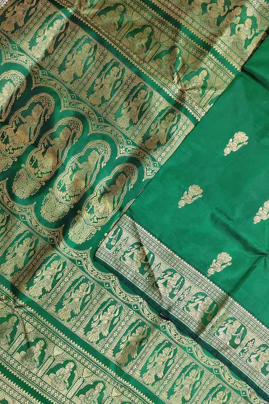 Green Baluchari Handloom Pure Silk Saree - Luxurion World