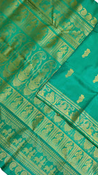 Green Baluchari Handloom Pure Silk Saree - Luxurion World