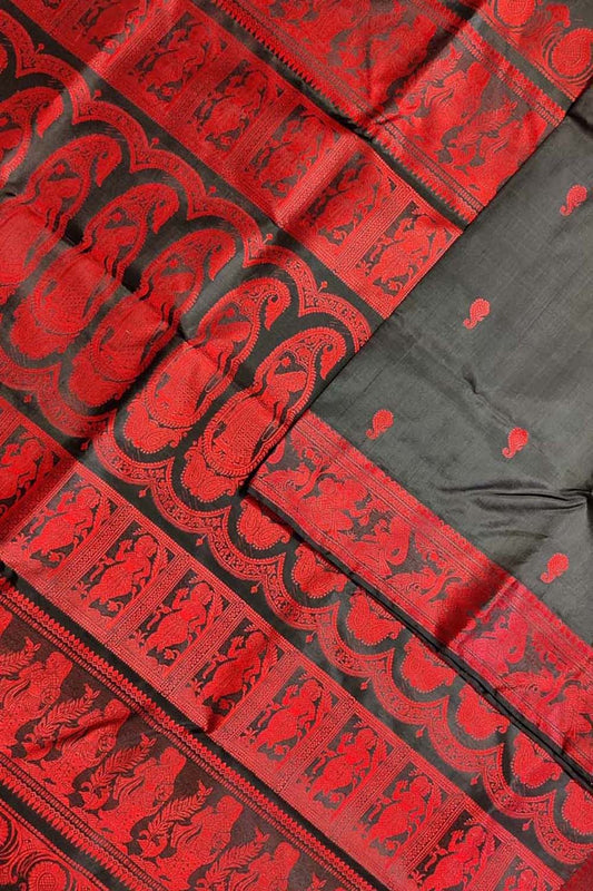Black Baluchari Handloom Pure Silk Saree - Luxurion World