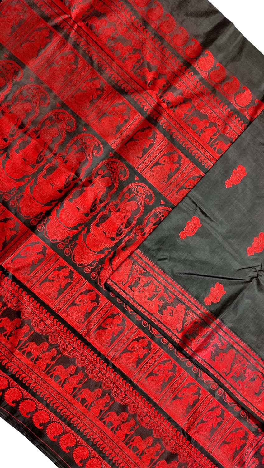 Black Baluchari Handloom Pure Silk Saree - Luxurion World