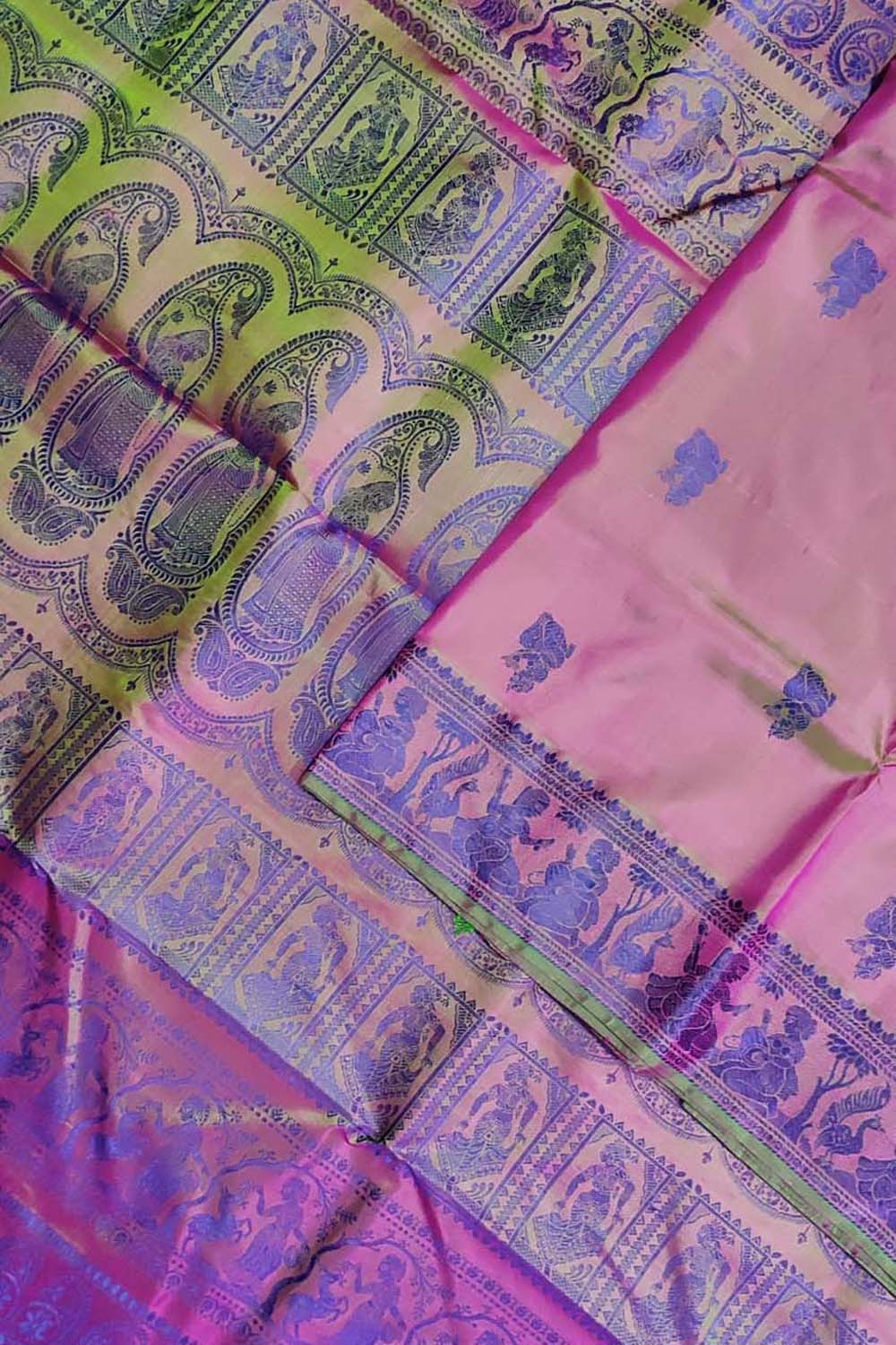 Purple Baluchari Handloom Pure Silk Saree - Luxurion World