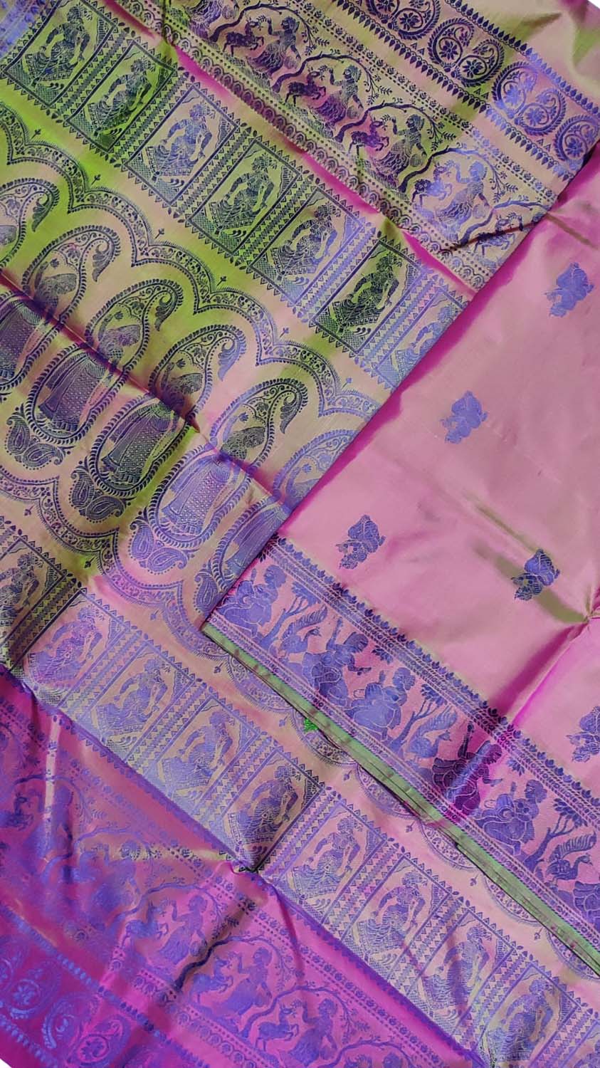 Purple Baluchari Handloom Pure Silk Saree - Luxurion World