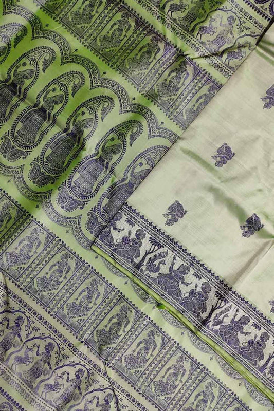 Green Baluchari Handloom Pure Silk Saree - Luxurion World