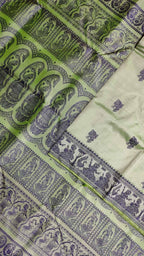 Green Baluchari Handloom Pure Silk Saree - Luxurion World