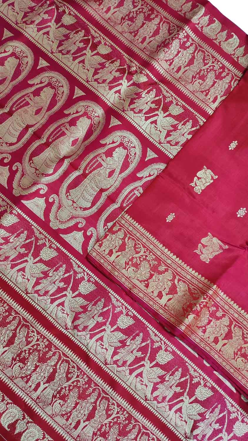 Pink Baluchari Handloom Pure Silk Saree - Luxurion World